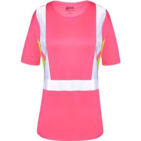 GSS SAFETY GSS Safety Non-ANSI Lady Short Sleeve T-shirt Pink with Lime Side-2XL 5126-2XL
